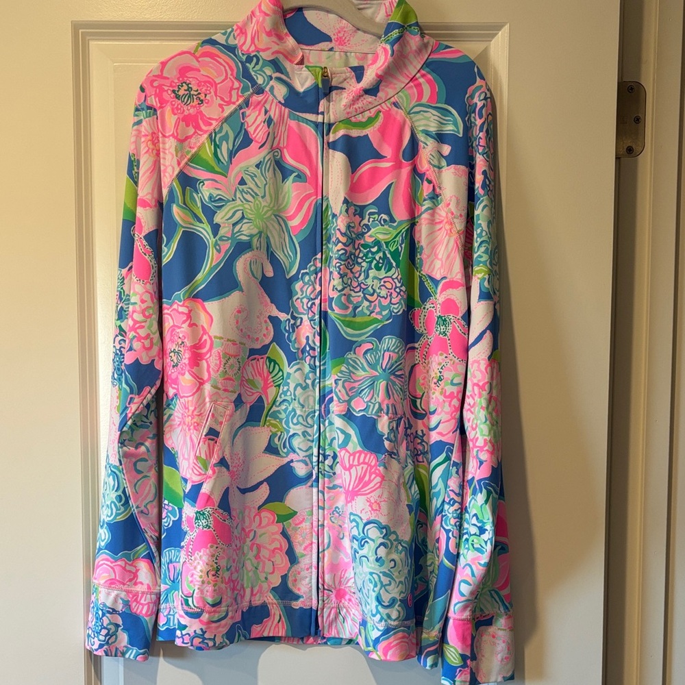 Lilly Pulitzer Lucretia XL Floral Women's Jacket - Blue and Pink